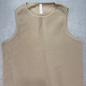 Stylus Women's XL Sleeveless Tank Top Ribbed Knit Casual Neutral Beige